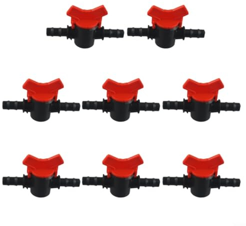 Lot de 8 vannes de commutation d'irrigation goutte à goutte, 8/11 mm, connecteurs de système d'égouttement en plastique barbelé, utilisées pour le jardin, l'aquarium, le contrôle du débit d'eau