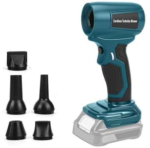 Mini Akku Laubbläser Gebläse Kompatibel mit Makita 18V, 30 m/s, 130000 U/min Bürstenloser Motor, 5 Düsen inklusive, Leicht und Tragbar für Terrasse, Rasen, Auto Reinigung und Camping (ohne Akku)
