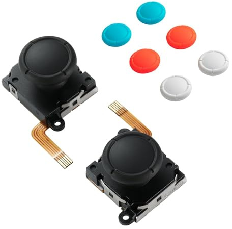 GuliKit Switch Joysticks Ersatz, aktualisierter Anti-Drift TMR elektromagnetischer Joystick für Switch LCD/OLED Joy Con & Switch Lite, analoges Thumbstick-Upgrade-Kit mit mehrfarbigen Stickkappen