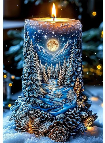 GHHKUD Weihnachtskerze Diamond Painting Kit für Erwachsene, 5D Diamant Painting Bilder Set für Erwachsene Anfänger, DIY Full Drill Diamond Art Diamant Malerei Bilder für Dekoration 30x40 CM