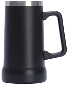 CozyHomeWare Insulated Beer Mug, 710 ml, Double Wall Stainless Steel, Thermal Cup with Handle Black Colour