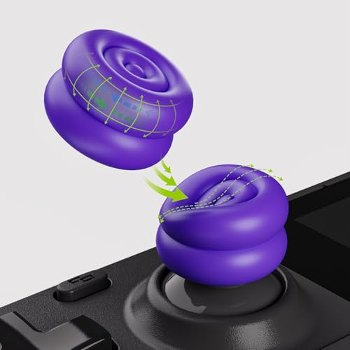 PlayVital Tapas de Joystick para Steam Deck LCD & OLED (4 Piezas), Thumb Grips con Cojín y Textura Antideslizante, Fundas Elevadoras para Joystick, Accesorios para PS Portal (Violeta)