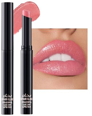 Rouge a Levre Pailleté Metallic, Rose Clair Rouge a Levre Mat Longue Tenue | Rouge a Levre Sans Transfert, Highly Pigmented Waterproof Diamond Lip Stain, Gloss Repulpant Levres, Maquillage Femme