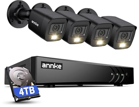 ANNKE 3K Sistema de Vigilancia Exterior 8CH 5 en 1 Videograbador con 4X Grabación de Audio Cámaras de Seguridad Impermeable, Visión Nocturna en Color, Alarma de Movimieneto, 4TB Disco Duro