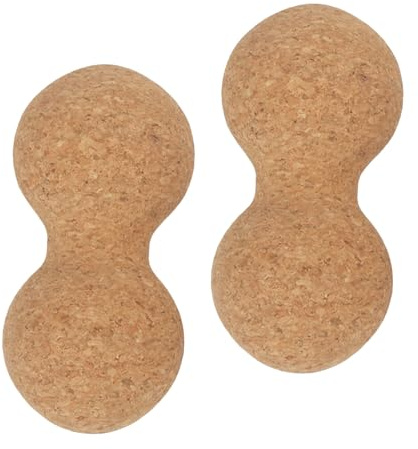 LRXIYODE 2 Stück Kork Faszienball Doppel Lacrosse Kork Massagebälle Ergonomisch Rutschfest für Beine und Rücken Fitness und Regeneration