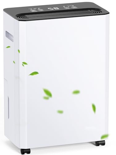 Dehumidifier, 15L/Day Dehumidifiers for Home, Digital Humidity Sensor, Energy-Saving Compressor, 24Hr Timer Dehumidifiers for Home Drying Clothes Against Damp/Condensation with Drainage Hose (15L/Day)