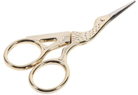 Phefop 1 Stück Edelstahl-Schere, Bastelschere, Silberne Scharfe Spitzen, Ideal Zum Stoffschneiden und Sticken (GOLD)
