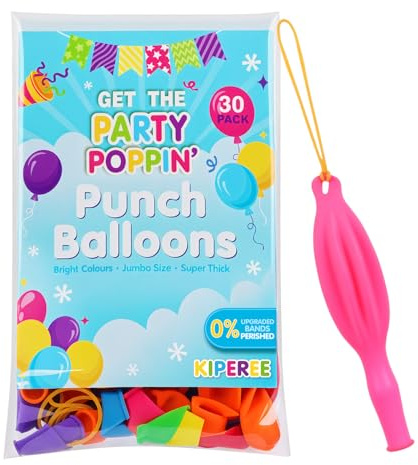 KIPEREE 30 Pack Punch Balloons for Kids – 0% Perished, 18 Inch Heavy Duty Balloon for Birthday Party Favors, Party Bag Fillers & Decorations