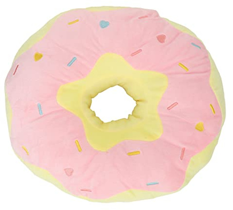 DouWen MO Donut Cushion, Cute Donut Throw Pillow for Sleeping, Round Plush Back Stuffed Cushion with Ear Hole for Couch Chair Floor Sofa, Soft Crystal Velvet PP Cotton Filling