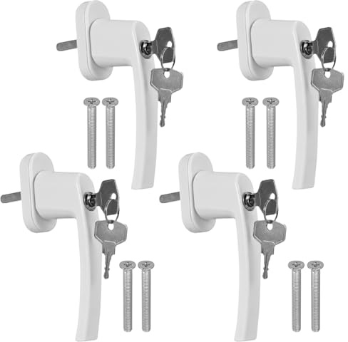 GETLITOOL 4 Maniglie per Finestra con Chiave, Mandrino 35mm, Maniglia Finestra con Serratura in Lega di Alluminio, Blocco di Sicurezza per Bambini e Antifurto, Universale per Porte Finestre a Battente
