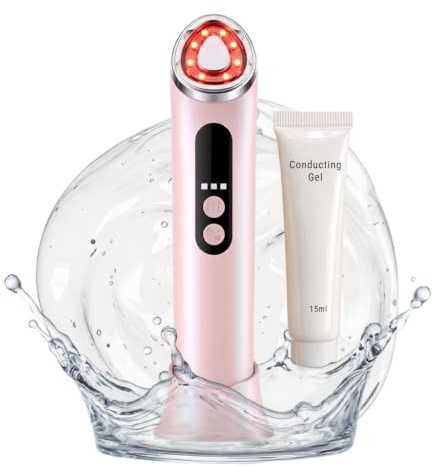 LED Face Massager 7 Colours Light Therapy - 3-in-1 EMS Microcurrent Skin Tightening Device with Heat for Face & Neck, Anti-Aging Collagen Boost Tool, Real Glass Beauty Device