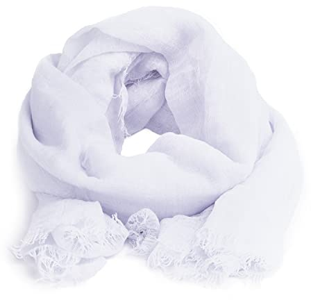 KARL LOVEN Femme - Foulard - Froissé - pashmina - écharpe - cache-col, Blanc, 1m90