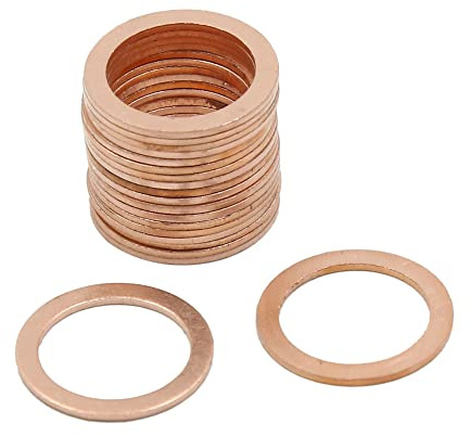 sourcing map Rondelle Cuivre 20pcs Pour Joint Étanchéité 15x20x1mm | 15x20x1mm (ID*OD*T), Pour Bouchon D'Eau, Pour Bouchon De Carburant, Pour Raccords Hydrauliques, Pour Automobile