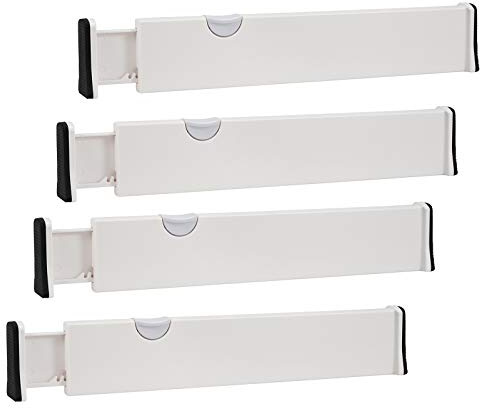 Schubladenteiler Organizers, Schubladentrenner, Kunststoff Aufbewahrungs-Organisatoren , 4er-Set Verstellbare Schubladen Organisers Separatoren für Küchenspeicher, Schlafzimmer, Kommode, Schrank, Büro