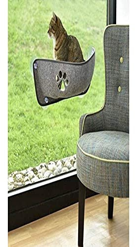 Bobby Balkan - Hamac pour Chat avec Ventouses Résistantes, Niche pour Chat pour Fenêtre, Housse Amovible, Lavable, Gris 68,6x28x25 CM (Max. 9 Kg)