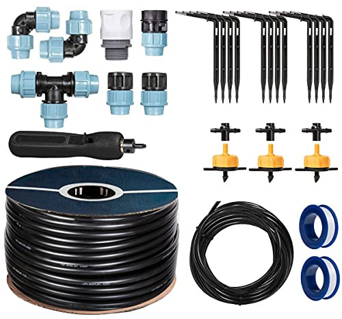 HOLZBRINK Start Set Gewächshaus Bewässerung Bewässerungssystem inkl. 20 m LDPE Verlegerohr 20 mm, 3X Tropfer 2l/h, HTB-09-G-20