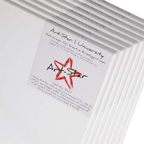 8x ART-STAR | UNIVERSITY KEILRAHMEN 80x100cm | Leinwände auf Keilrahmen 80x100 cm | Leinwandtuch vorgrundiert, malfertige bespannte Malgründe mit Leinwand zum bemalen