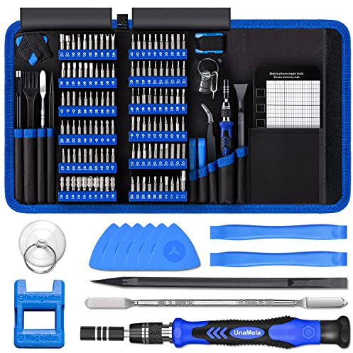 Unamela Precision Screwdriver Set, 139 in 1 Computer Repair Tool Kit, Magnetic Screwdriver Kit with 120 Bits Compatible for PC Building, Laptop, MacBook, Tablet, iPhone, PS4, Xbox, Game Console | Laptop, Phone and Game Console Repairs, CRV Bits, Flexible Shaft, Magnetizer and Magnetic Pad, Oxford Storage Bag (Blue)