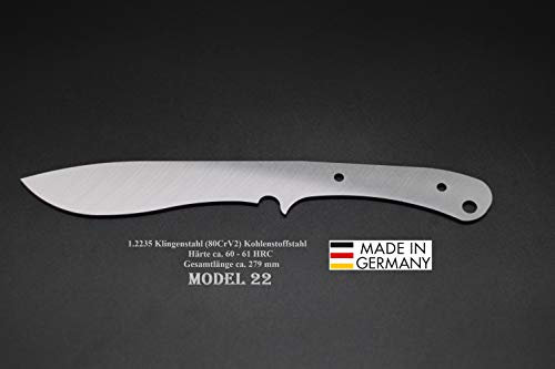 Rohling Messer Model 22 / 279mm Poliert Messerbau Messerstahl Messerklinge Klingenrohling Jagdmesser