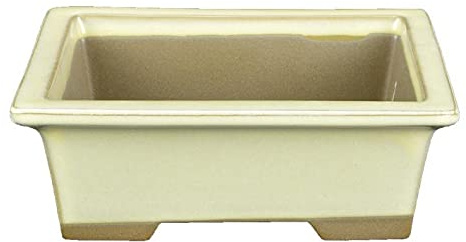 Vaso per bonsai Giapponese Morrisan rettangolare in gres smaltato bianco 13x10x4,5 cm - B05-2a