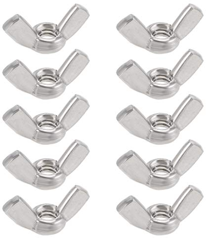 sourcing map #1/4-20 Wing Nuts 304 Stainless Steel Shutters Butterfly Nut Hand Twist Tighten Fasteners Parts 10pcs