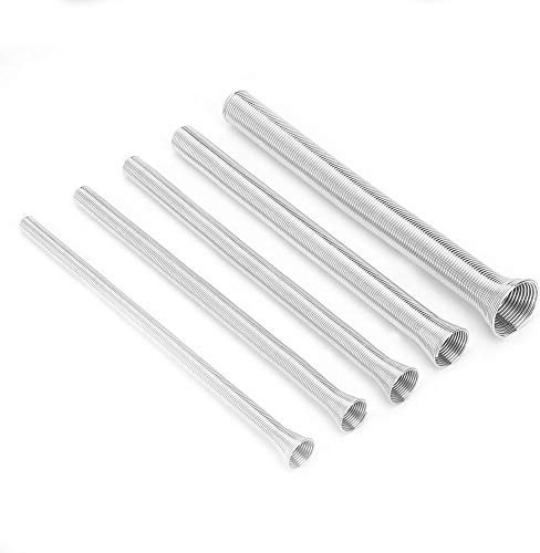 Curvatubi a molla, 1/4, 5/16, 3/8, 1/2, 5/8 pollici Kit piegatubi in acciaio super elastico per tubi in rame curvi, tubi in alluminio, tubi in acciaio inossidabile a parete sottile 5 pezzi