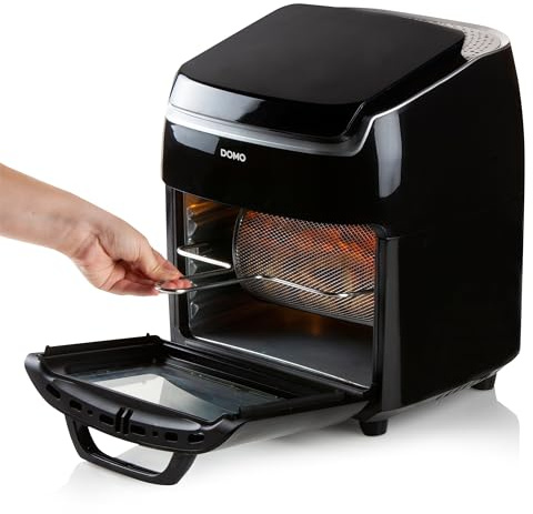 DOMO DO534FR Freidora de aire caliente 3 en 1 Airfryer - Horno, función giratoria y deshidratadora - 8 programas automáticos - 10 L - 1800 W - Negro