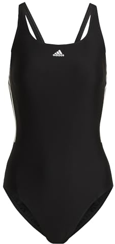 adidas Damen Mid 3-Stripes Swimsuit, Black / White, 38