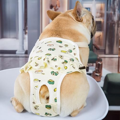 EONANT Baumwoll-Hygiene-Höschen für Hunde, Wiederverwendbare Haustier-Hygiene-Höschen mit verstellbaren Trägern, Haustier-physiologische Hosenwindeln, Welpen, französische Bulldogge, Pudel (Gelb, M)