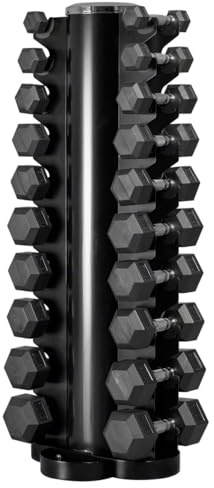 Kurzhantel-Turm-Set mit 10 Paar Hex Kompakt Hanteln, 1-10 kg, 20 Kompakthanteln mit Hantelständer für Krafttraining und Fitness Homegym LxBxH 51x51x123 cm