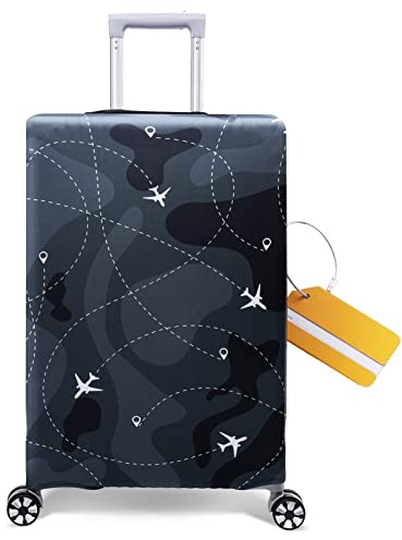 OrgaWise Elastic Travel Luggage Cover Suitcase Cover for 22-32 Inch Suitcase Protective Cover with Zipper, with a Luggage tag, M(22-25 Inch)