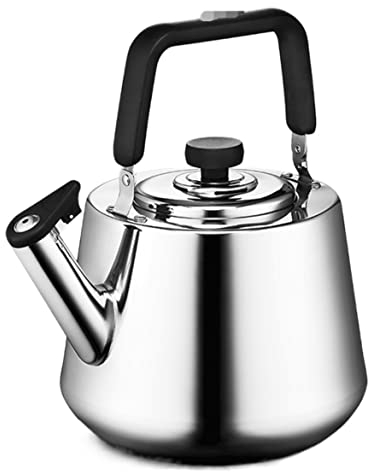 RUVOO Flötenkessel Wasserkessel Teekessel 4L Teepfeifkessel Herdplatte Teekanne Edelstahl Teekessel Pfeifkessel Mit Hoher Kapazität Teekessel Für Herdplatten Flötenkessel Wasserkocher
