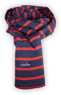 SCHIETWETTER Accessoire Jersey Schal, Wickelschal, gestreift, dehnbar, maritim navy-rot OS