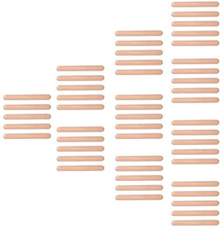 Lot de 50 Tiges de Tourillons Rondes de Remplacement en Bois cannelé pour Artisanat (M6*50(50PCS))