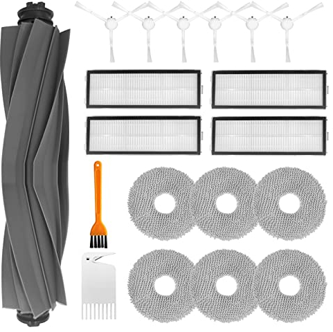 Bibemorol 19 Stück Zubehör Ersatzteil Kompatibel mit Dreame L10s / L10 Ultra / L10 Prime Staubsauger, Zubehörset mit 1 Hauptbürste, 6 Seitenbürsten, 4 HEPA Filter, 6 Wischtücher, 2 Reinigungsbürsten