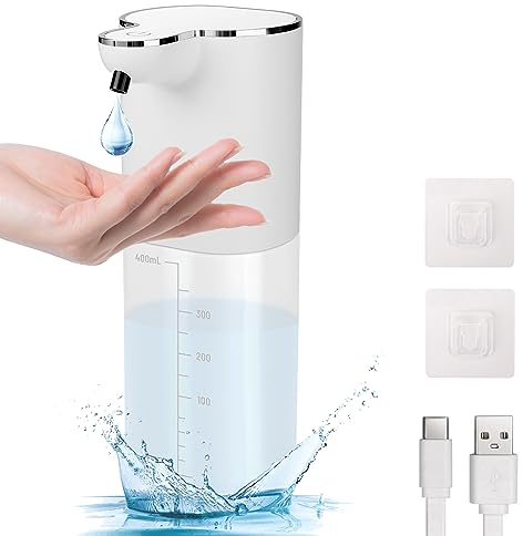 Mkitnvy Seifenspender Automatisch, 400ml Seifenspender Wandbefestigung mit Sensor, 4 Einstellbare Stufen, USB Wiederaufladbar, IPX5 Wasserdicht Elektrischer Seifenspender für Küche Bad (Flüssigetyp)
