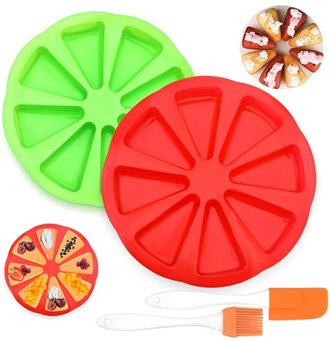 GOTFUN 4 Pieces Silicone Moulds Triangle Cake Moulds Non-Stick 8 Cavities Tray Reusable Cake Pan with Oil Brush Scraper for Scone Soap Chocolate Kitchen Bakeware Muffin Tin Brownie Biscuits