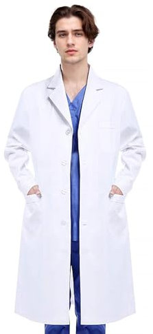 MINGHAM Lab Coats for Men and Women, Laboratory Coats, Workwear, Laboratory Protective Clothing, Long Sleeve Work Wear, White, XL