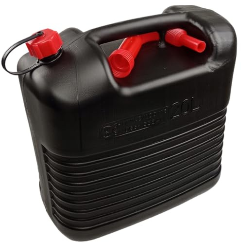Anwicar Jerrican Essence 20L - Bidon essence avec Tuyau - Bidon de Réserve Robuste et étanche pour Essence et Diesel - Noir