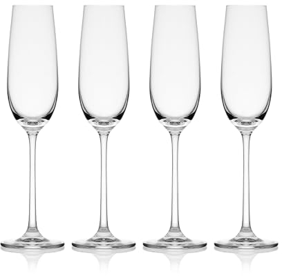 Mikasa Lana Champagne Flutes Glasses, Set of 4, 8.25 Ounce, Clear