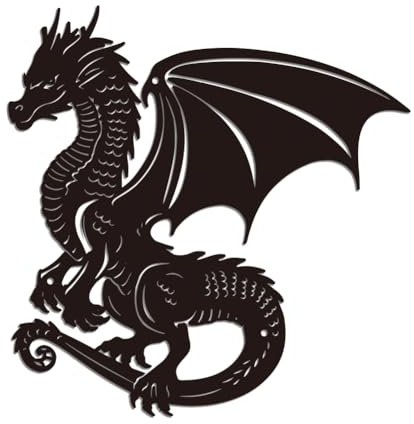WADORN Metall Schwarzer Drache Wand Kunst Dekor, Drachen-Wandkunst-Skulptur Heimdekoration Metall Tier-Wand-Silhouette Skulptur Dekor
