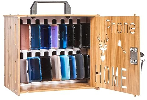 Armadietto per telefoni cellulari, organizer in legno con chiusura a chiave per telefoni cellulari, cassaforte portatile a 12/36 posizioni con maniglia per il trasporto, per la scuola e l'azienda(16 s