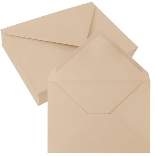 JAGERGREEN Briefumschläge B6 Braun, 137x194 mm, 50 Stück, 150 g/m² | Ohne Fenster mit Nassklebung. Ideal für Grußkarten, Einladungen, Hochzeiten, Geburtstage und besondere Anlässe.