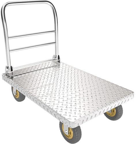 WOYZDQ Transportwagen Stahl-Schubwagen mit klappbarem Griff, einfache Lagerung, rollender Plattformwagen für Zuhause, Büro, Lager, Umzug, Sackkarre Rollwagen