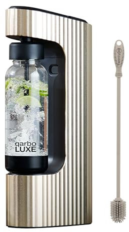 Twenty39 qarbo LUXE - Máquina para hacer agua con gas de metal de alta calidad, carbonatador de bebidas de soda para el hogar, máquina de carbonatación de agua Seltzer (oro toscano)