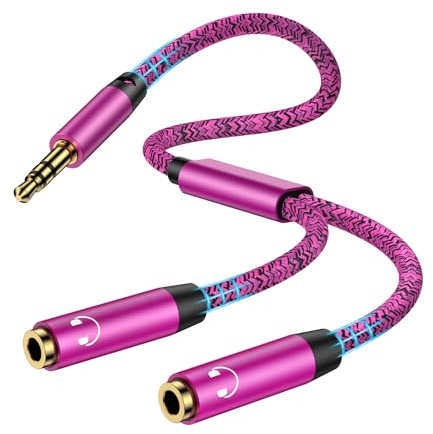 Audio Splitter,Aux Adapter Klinke Y-Splitter Kabel 3,5mm Klinkenstecker Splitters Kopfhörer Adapter Doppelstecker für Samsung A52 A15 A14 A06 A05 M33 M23 M22 S9,iPhone 7,Tablet,Laptop,Lautsprecher,PC