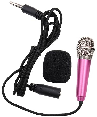 Yardwe Kleiner Mikrofon K-Song Artefakt für Mobiltelefone, Rosa | Aluminiumlegierung, Kopfhörer im Lieferumfang, Kabel 150cm, für Computer und Laptops Zufällige Farbe