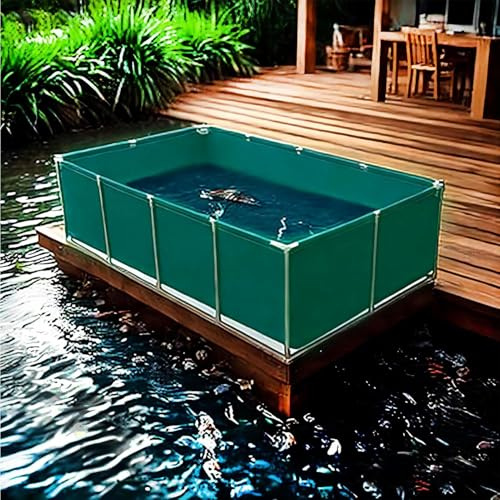 Aquariumbecken Multifunktional PVC-Canvas-Fischteich Oberirdischer Pool Mit Ablassventil Transparentes Aquariumbecken Ideal FüR Fischzucht Sichtbarer Gartenpool,01,200 * 100 * 80cm