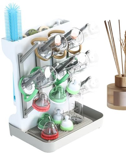 MLqkpwy Drying Rack For Baby Bottles,27x22x36cm Vertical Bottle Drying Rack, PP For Feeding, Nipples And Accessories, Grey, Large