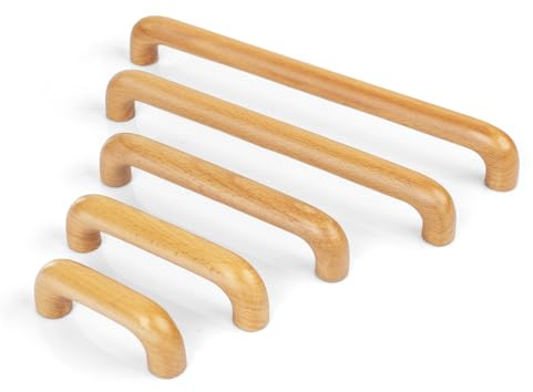 KOVNISE Schrankgriffe aus Massivholz, Buche, originelle Holzfarbe, einfacher Stil für Schrank, Tür, Schublade, Kommode, Schublade, Schrank, Holz, Türgriff (6, 128MM)